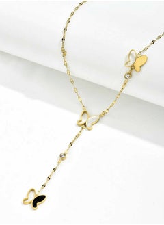 KAAF CREATIONS 18K Gold Plated Stainless Steel, Butterfly Y-Drop butter fly Necklace, 40+5 cm Chain Length  - Image 3
