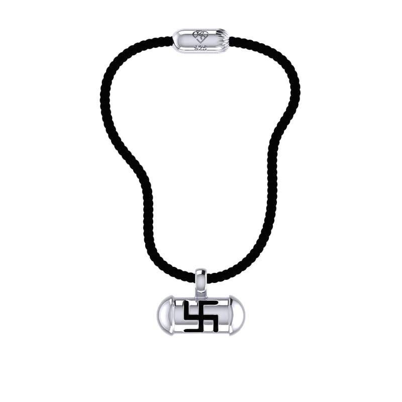 TINY TIARAA Pure 925 Silver Pendant Capsule Openable Kavach Taweez with Black Threads for Girls Boys Kids Women Men | Prayer Locket | Nazariya Pendant Taviz Cylinder | Evil Protection Tabiz | Amulet - Image 1