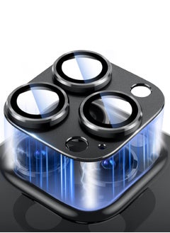 Generic Camera Lens Protector for iPhone 16 Pro/iPhone 16 Pro Max, [Strong Adsorption][Drop Protection][Scratch Resistant] 9H Frosted Metal Aluminum Alloy Tempered Glass Cover Camera Screen Protector, Black  - Image 1