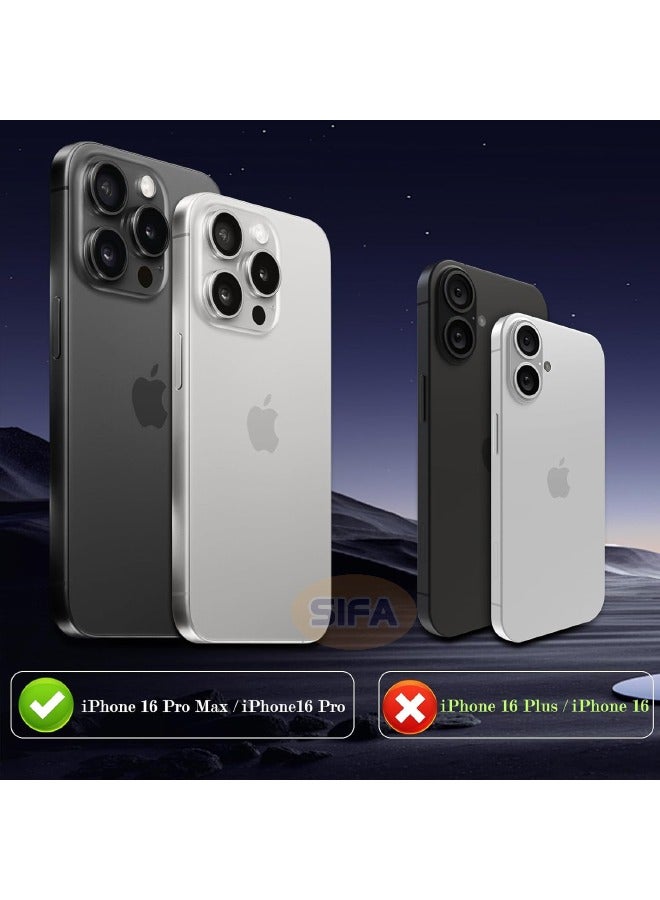 Camera Lens Protector for iPhone 16 Pro/iPhone 16 Pro Max, [Strong Adsorption][Drop Protection][Scratch Resistant] 9H Frosted Metal Aluminum Alloy Tempered Glass Cover Camera Screen Protector, Black - Image 2