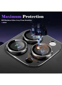 Generic Camera Lens Protector for iPhone 16 Pro/iPhone 16 Pro Max, [Strong Adsorption][Drop Protection][Scratch Resistant] 9H Frosted Metal Aluminum Alloy Tempered Glass Cover Camera Screen Protector, Black  - Image 3