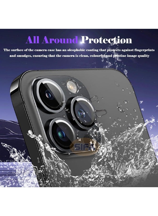 Camera Lens Protector for iPhone 16 Pro/iPhone 16 Pro Max, [Strong Adsorption][Drop Protection][Scratch Resistant] 9H Frosted Metal Aluminum Alloy Tempered Glass Cover Camera Screen Protector, Black - Image 5