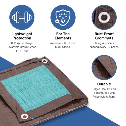 Kotap 10 x 20 Ft AllPurpose MultiUse ProtectionCoverage 5mil Poly Tarp Reversible Waterproof BrownGreen TBG1020 - Image 3