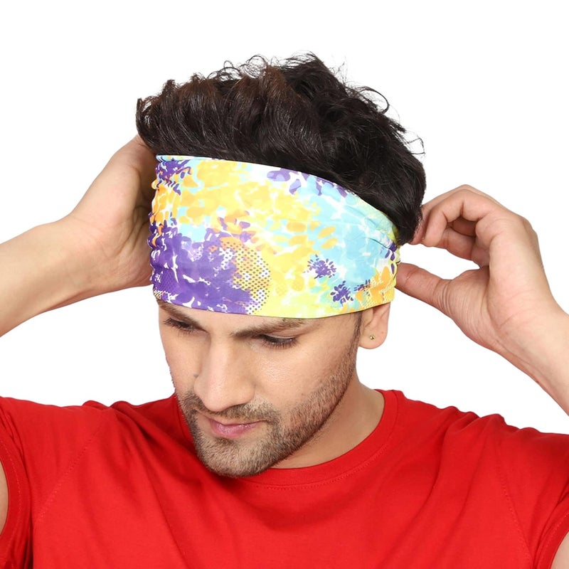 Coreteq Multicolor Sports Sweatband Headband Concealed Seam Micro-Spandex Men and Women (Tie Dye) Free Size - Image 2