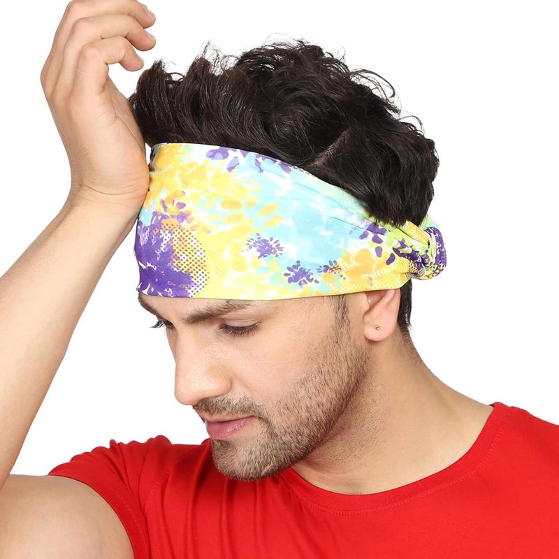 Coreteq Multicolor Sports Sweatband Headband Concealed Seam Micro-Spandex Men and Women (Tie Dye) Free Size - Image 5
