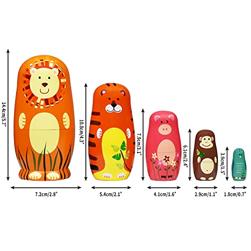 HYCLES Nesting Dolls Russian Matryoshka Wood Stacking Nested Set for Kids Handmade Toys for Children Kids Christmas Birthday Decoration Halloween Wishing Gift - Image 5