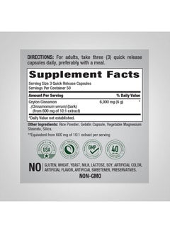 Piping Rock Ceylon Cinnamon Capsules 6000mg | 150 Count | Herbal Extract Supplement | Non-GMO, Gluten Free  - Image 2