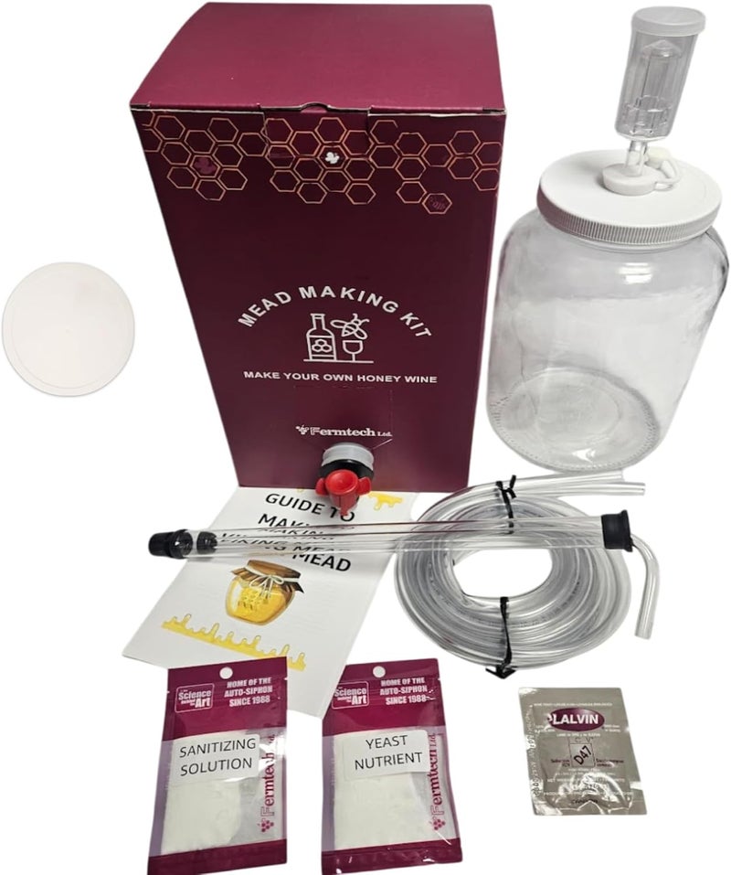 Fermtech Standard Mead Making Kit - Reusable Make Your Own Mead Kit - Yields 1 Gallon of Mead | Beer Wine Fruit Wine Kombucha Compatibility - Image 2