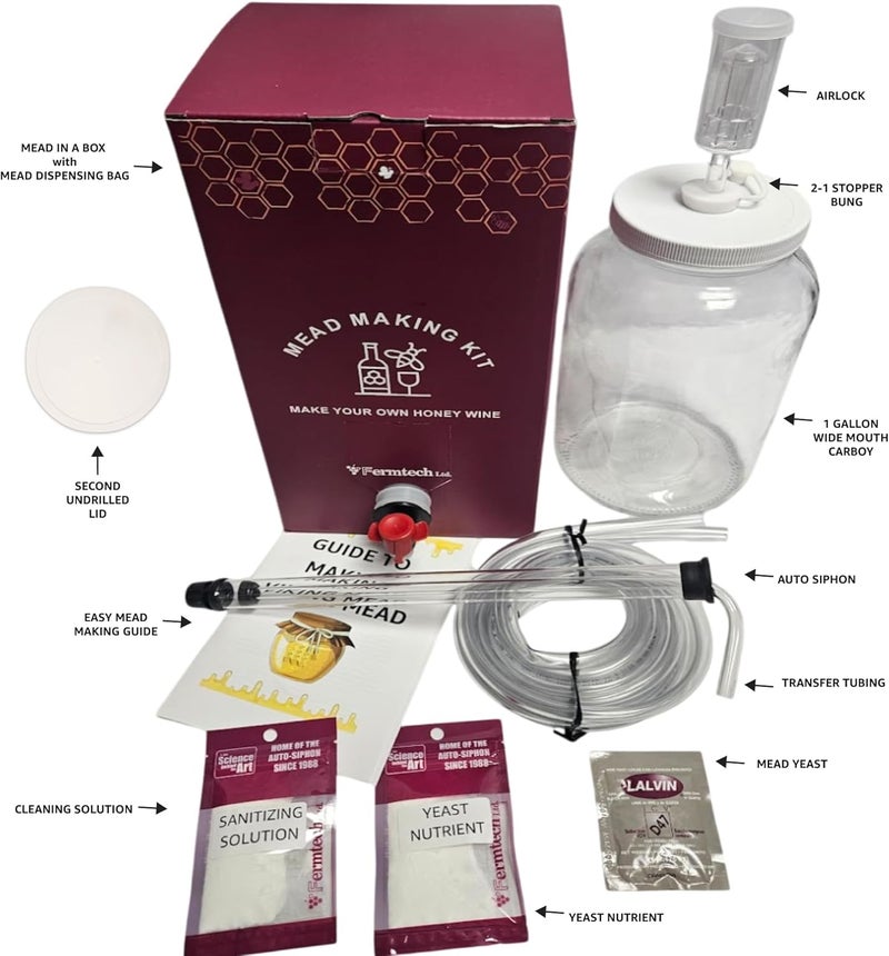 Fermtech Standard Mead Making Kit - Reusable Make Your Own Mead Kit - Yields 1 Gallon of Mead | Beer Wine Fruit Wine Kombucha Compatibility - Image 4