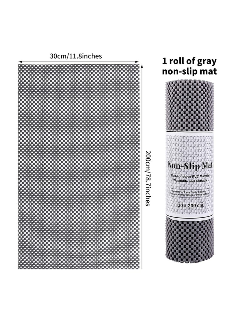 Excefore - Non-Slip Mat Area Rug Pad Anti Slip Gripper Roll Rubber Matting Waterproof Floor Mat PVC Shelf Drawer Liner for Home, Office, Cars, Caravans (Grey, 30 x 200 cm) - Image 1