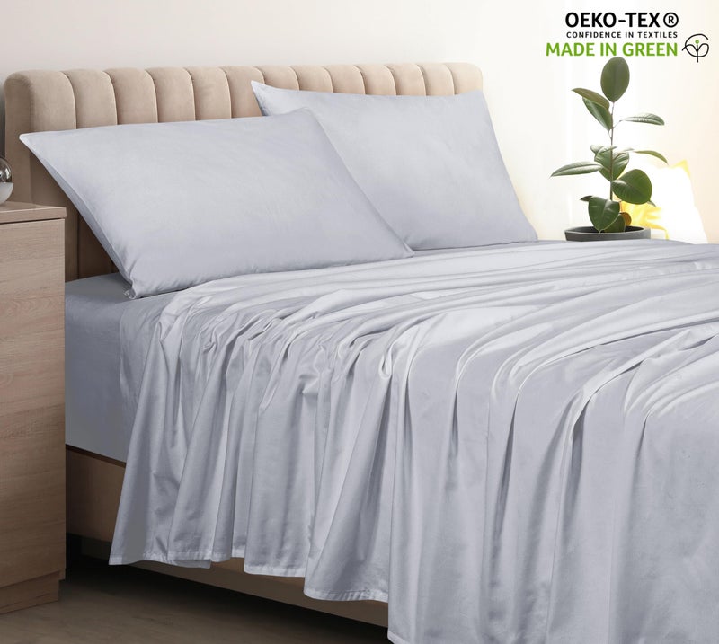 ROYALE LINENS 400 Thread Count 100% American Grown Cotton Flat Sheet - Cooling Sheets - Full Sheets - Luxury Sateen Weave - Full Flat Sheet Sold Separately - Soft Silver Flat Sheet Only (Full  Spanish Silver) - Image 3