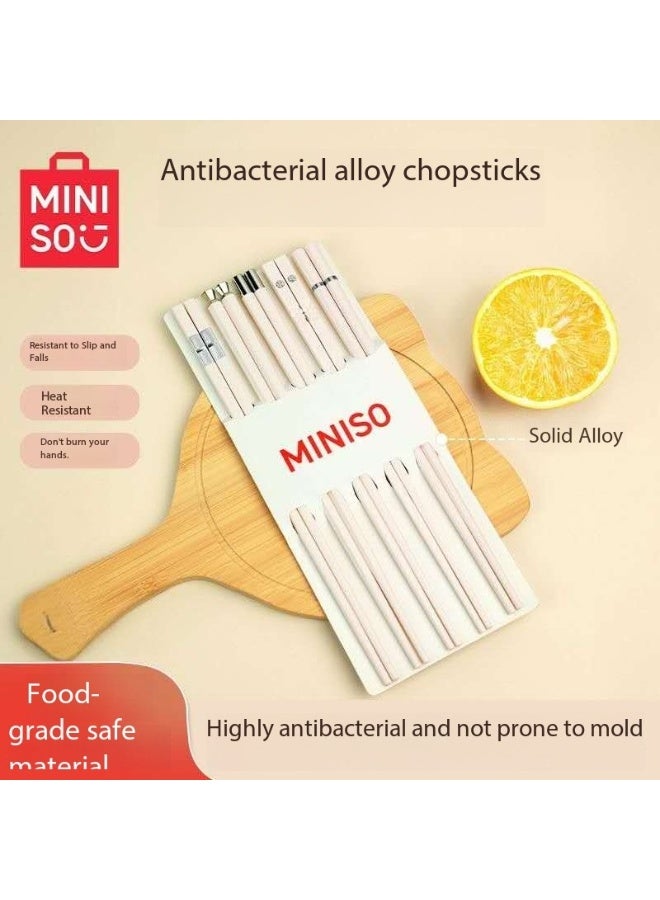 MINISO Antibacterial Alloy Chopsticks – Food-Grade Reusable Chopsticks, Heat-Resistant, Non-Slip, Safe & Durable Tableware for Daily Use - Image 3