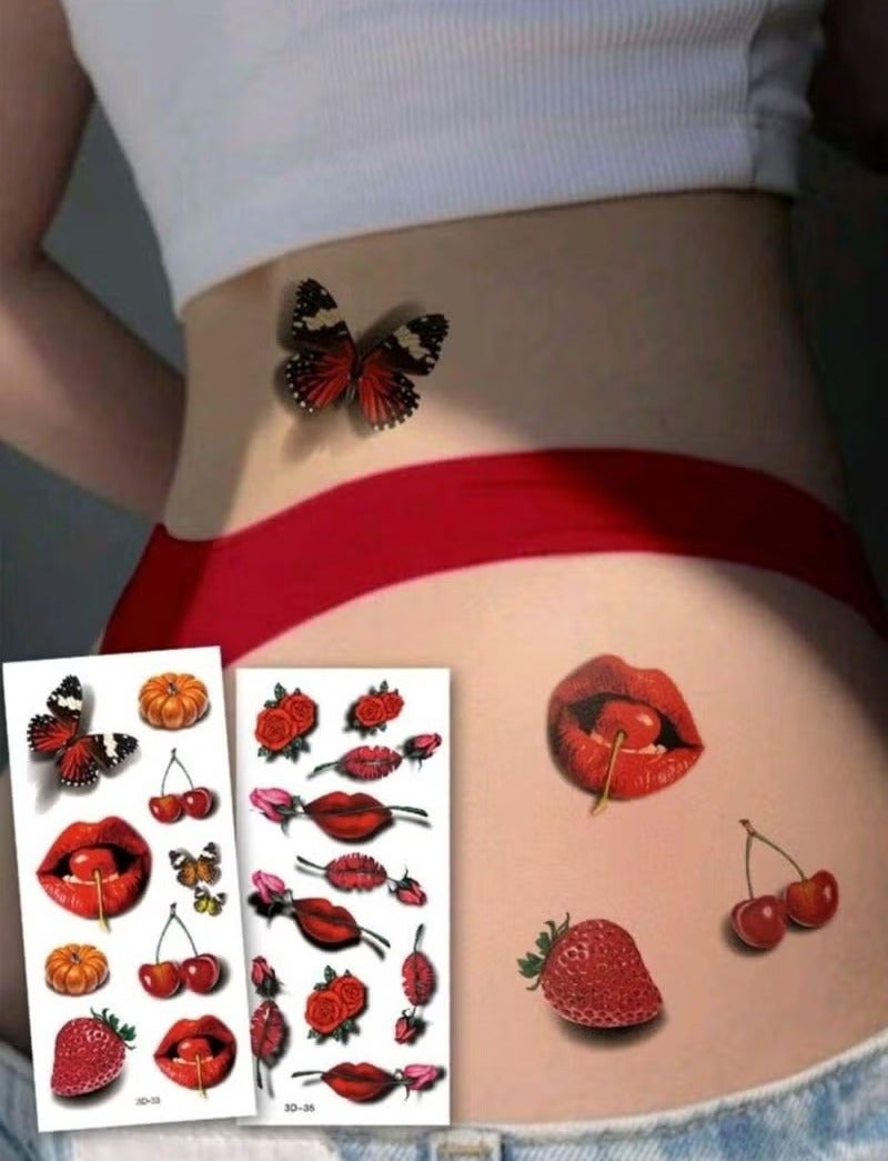 2 Sheets 3D Big Size Body Art Temporary Tattoo Stickers for Women - Image 2