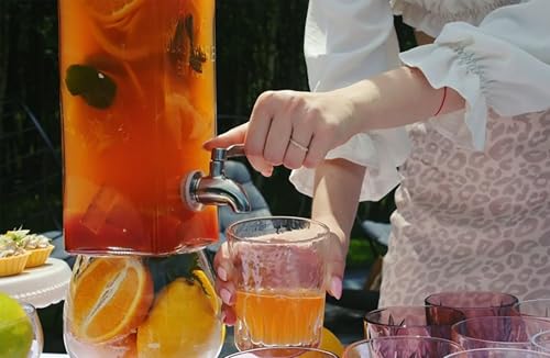 Kook Drink Dispenser, 80 oz, Water Dispenser Countertop, Glass Drink Dispenser, Beverage dispenser, with Leak-Proof Spigot, Clear Rectangular Jar, Storage for Party, Fridge, for Water, Iced Tea - Image 2