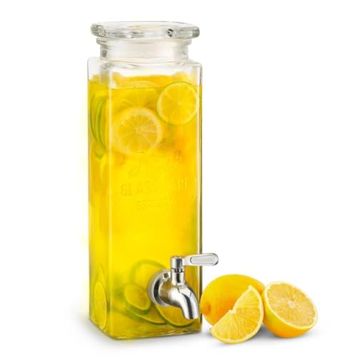 Kook Drink Dispenser, 80 oz, Water Dispenser Countertop, Glass Drink Dispenser, Beverage dispenser, with Leak-Proof Spigot, Clear Rectangular Jar, Storage for Party, Fridge, for Water, Iced Tea - Image 3
