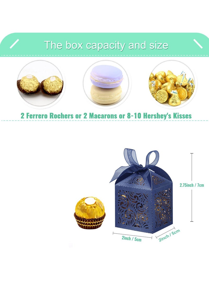 20 قطعة من صناديق الهدايا المزخرفة بالليزر، بحجم 2×2×2.75 بوصة، صناديق هدايا صغيرة للهدايا، صناديق تذكارية لحفلات الزفاف مع شريط، صناديق صغيرة للحلوى للمناسبات مثل حفلات الزفاف، استقبال العروس، الذكرى السنوية، أعياد الميلاد. - Image 2