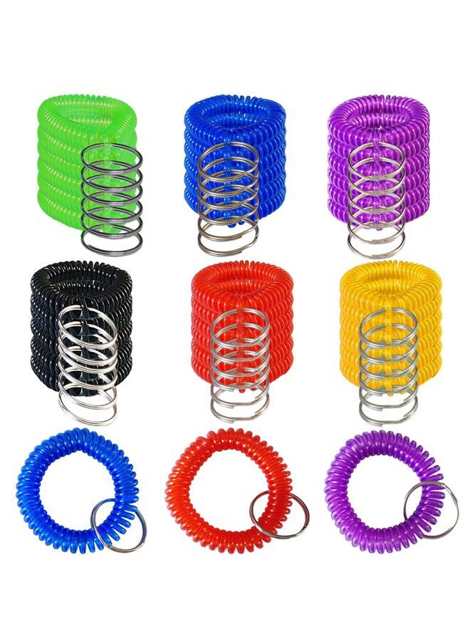 HAMIYELL Pack of 36 Colorful Spring Spiral Wrist Coil Key Chain, Wristband Key Ring (Blue) - Image 1
