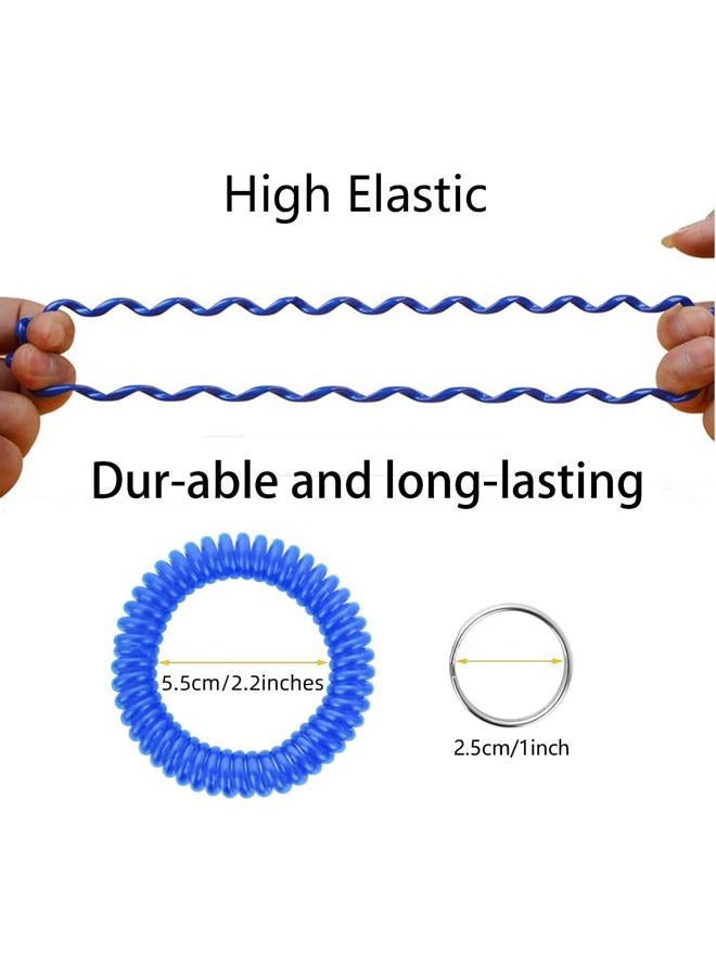 HAMIYELL Pack of 36 Colorful Spring Spiral Wrist Coil Key Chain, Wristband Key Ring (Blue) - Image 2