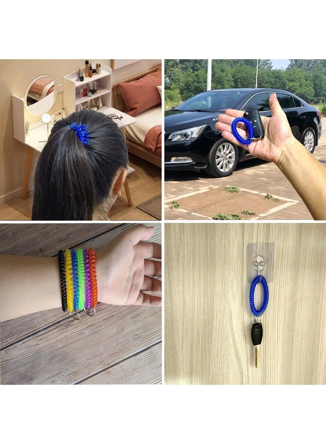 HAMIYELL Pack of 36 Colorful Spring Spiral Wrist Coil Key Chain, Wristband Key Ring (Blue) - Image 4