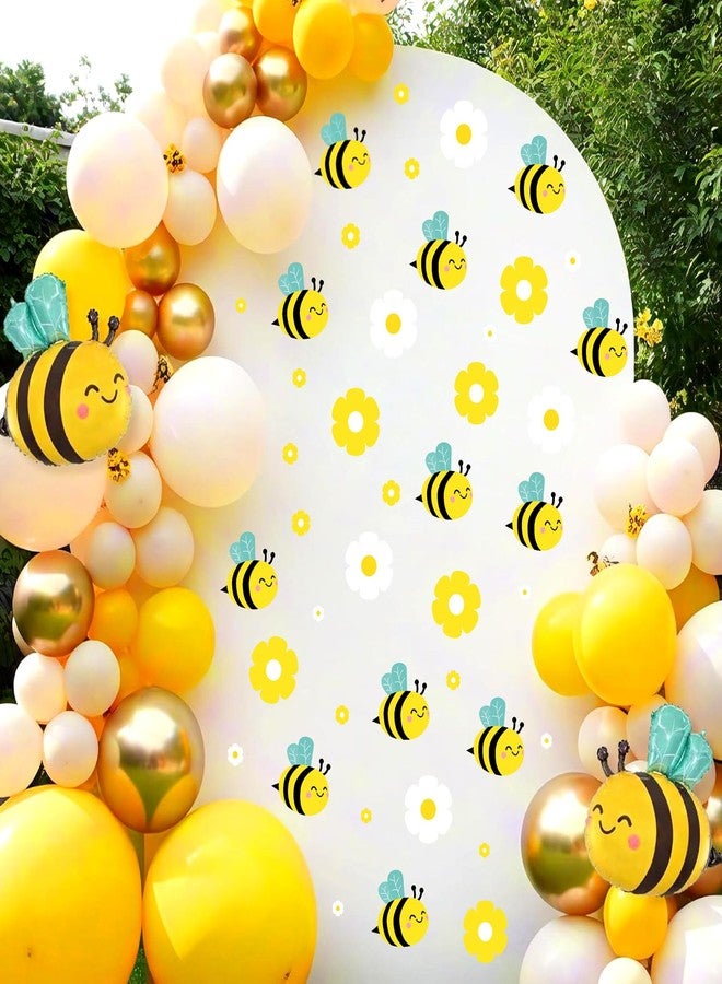 kokolap Bee Stickers Honey Bee Party Decorations for Backdrop Vinyl Sticker Bumble Bees Daisy Flower Wall Decals Peel and Stick First Bees Day Birthday Party Signs Baby Gender Reveal Balloon Arch Decor - Image 1