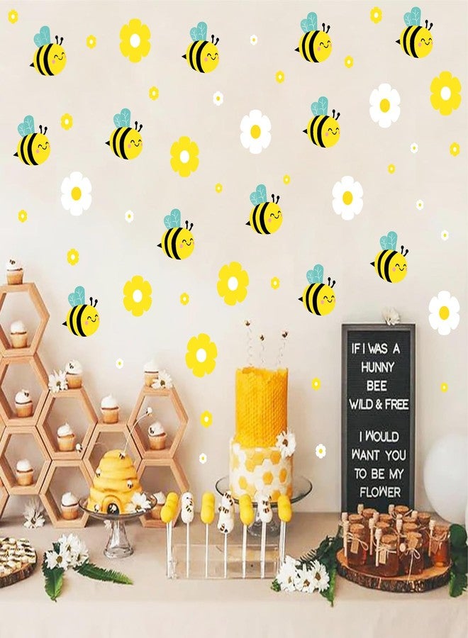kokolap Bee Stickers Honey Bee Party Decorations for Backdrop Vinyl Sticker Bumble Bees Daisy Flower Wall Decals Peel and Stick First Bees Day Birthday Party Signs Baby Gender Reveal Balloon Arch Decor - Image 3