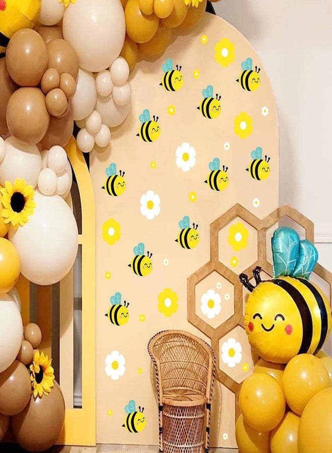 kokolap Bee Stickers Honey Bee Party Decorations for Backdrop Vinyl Sticker Bumble Bees Daisy Flower Wall Decals Peel and Stick First Bees Day Birthday Party Signs Baby Gender Reveal Balloon Arch Decor - Image 2