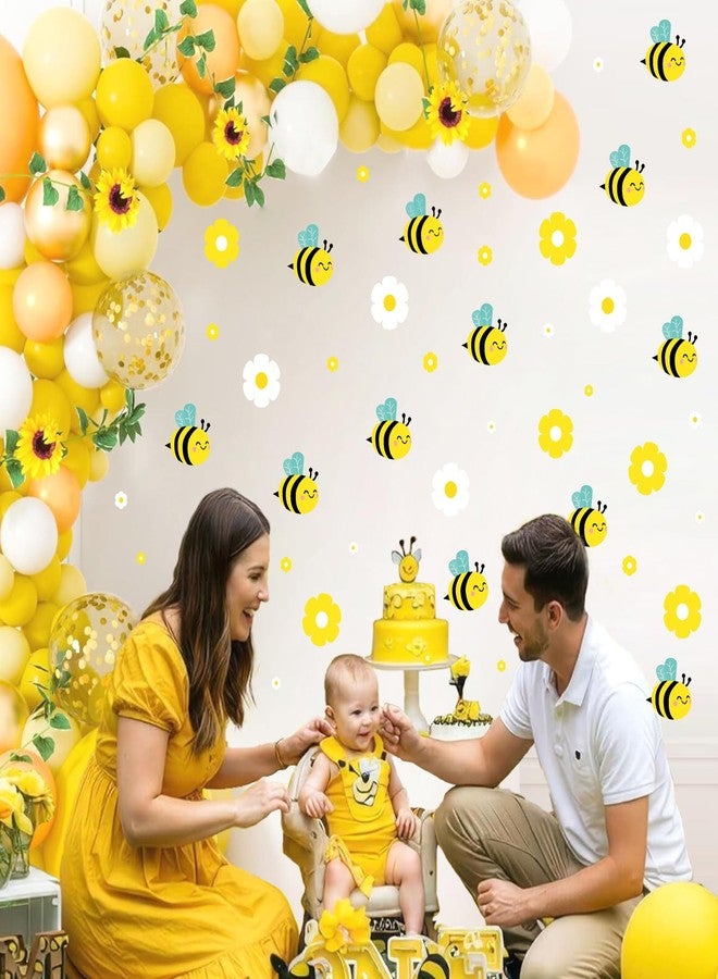 kokolap Bee Stickers Honey Bee Party Decorations for Backdrop Vinyl Sticker Bumble Bees Daisy Flower Wall Decals Peel and Stick First Bees Day Birthday Party Signs Baby Gender Reveal Balloon Arch Decor - Image 5