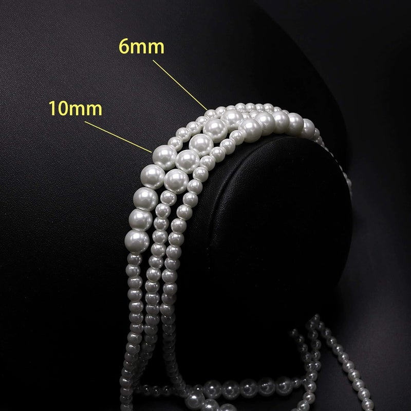 Aisansty Long Pearl Necklaces for Women Cream White Faux Pearl Strand Layered Necklace Costume Jewelry - Image 4