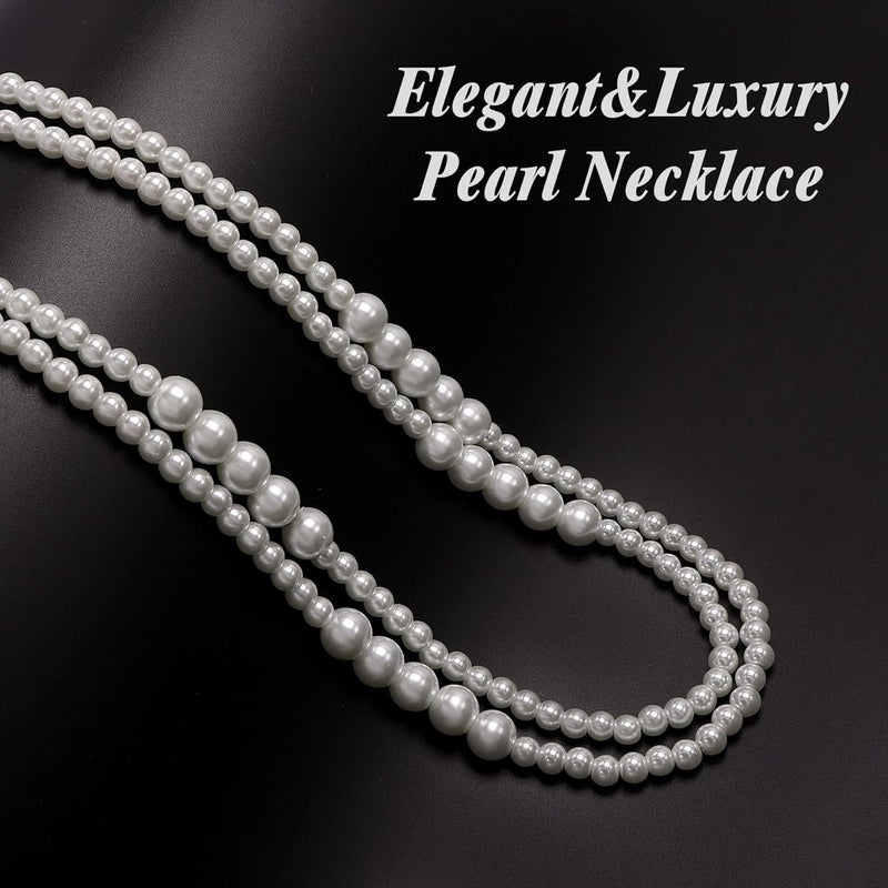 Aisansty Long Pearl Necklaces for Women Cream White Faux Pearl Strand Layered Necklace Costume Jewelry - Image 3