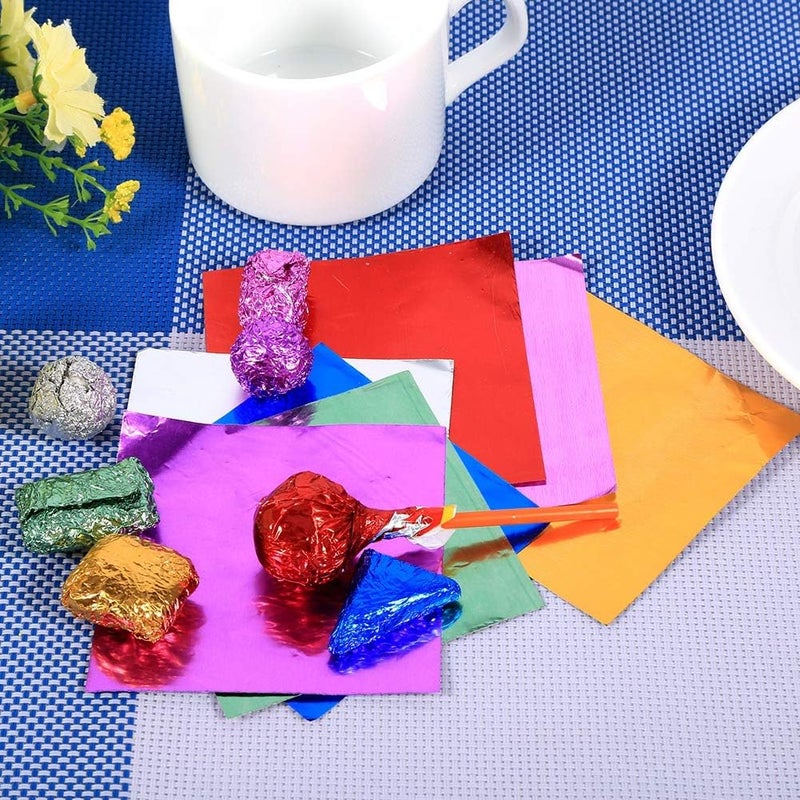 klarako Foil Wrappers for Candy, 100 Pcs Chocolate Packaging Aluminum Foil Wrapping Paper Square Foil Paper Wrappers Candy Sweets Wrappers for DIY Homemade Easter Candies 7 Colors 3" x 3"(Blue) - Image 4