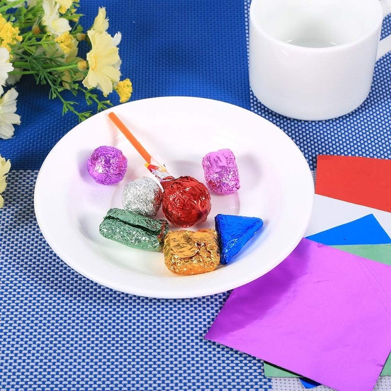 klarako Foil Wrappers for Candy, 100 Pcs Chocolate Packaging Aluminum Foil Wrapping Paper Square Foil Paper Wrappers Candy Sweets Wrappers for DIY Homemade Easter Candies 7 Colors 3" x 3"(Blue) - Image 2