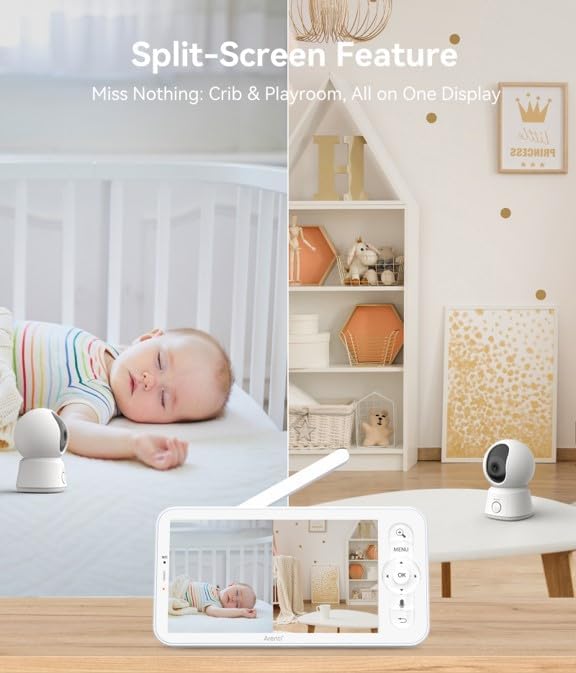ARENTI Baby Monitor 2 Cameras Smart Baby Camera with 5Inch Wireless Display Super Night Vision Temperature Sensor Sound Detection Auto Motion Tracking 2Way Audio VOX ModeB2 Set - Image 2