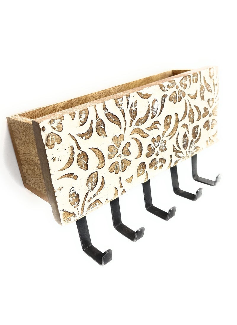 Souq DESIGNS Clothes Hanger Rustic Wooden Design For Organizing Daily Accessories - Perfect Door Hook For Entryway And Hallway With Stylish Storage Solutions  - Image 4
