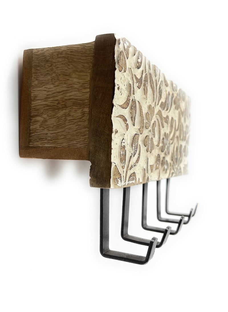 Souq DESIGNS Clothes Hanger Rustic Wooden Design For Organizing Daily Accessories - Perfect Door Hook For Entryway And Hallway With Stylish Storage Solutions  - Image 5