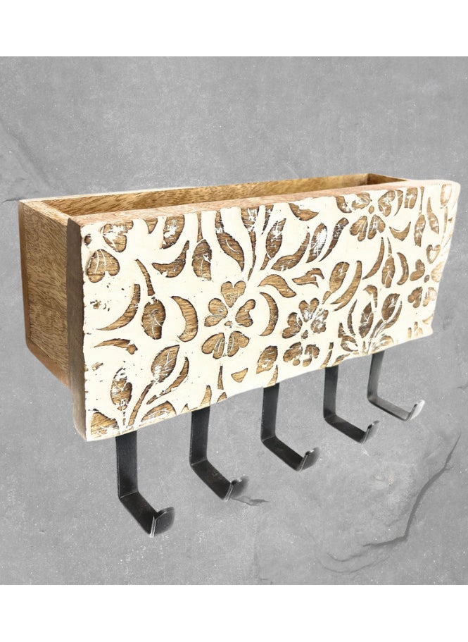 Souq DESIGNS Clothes Hanger Rustic Wooden Design For Organizing Daily Accessories - Perfect Door Hook For Entryway And Hallway With Stylish Storage Solutions  - Image 2