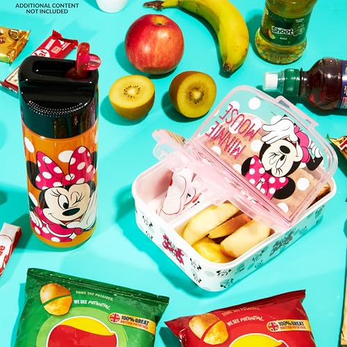 Disney Minnie Mouse Kids Lunch Box with Compartments and Water Bottle with Straw Pink - Image 3