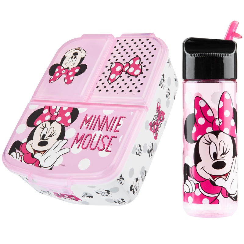 Disney Minnie Mouse Kids Lunch Box with Compartments and Water Bottle with Straw Pink - Image 2