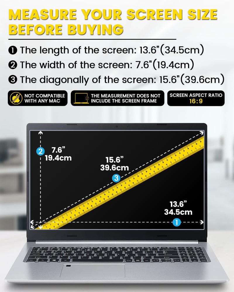 Saco Glideon Premium Laptop Screen Guard 15.6 Inch | Anti Blue Light + Anti Glare| Removal Screen Protector Compatible for HP, ASUS, Acer, Dell, Lenovo Laptops, 9H Hardness, Glue Free - Image 2