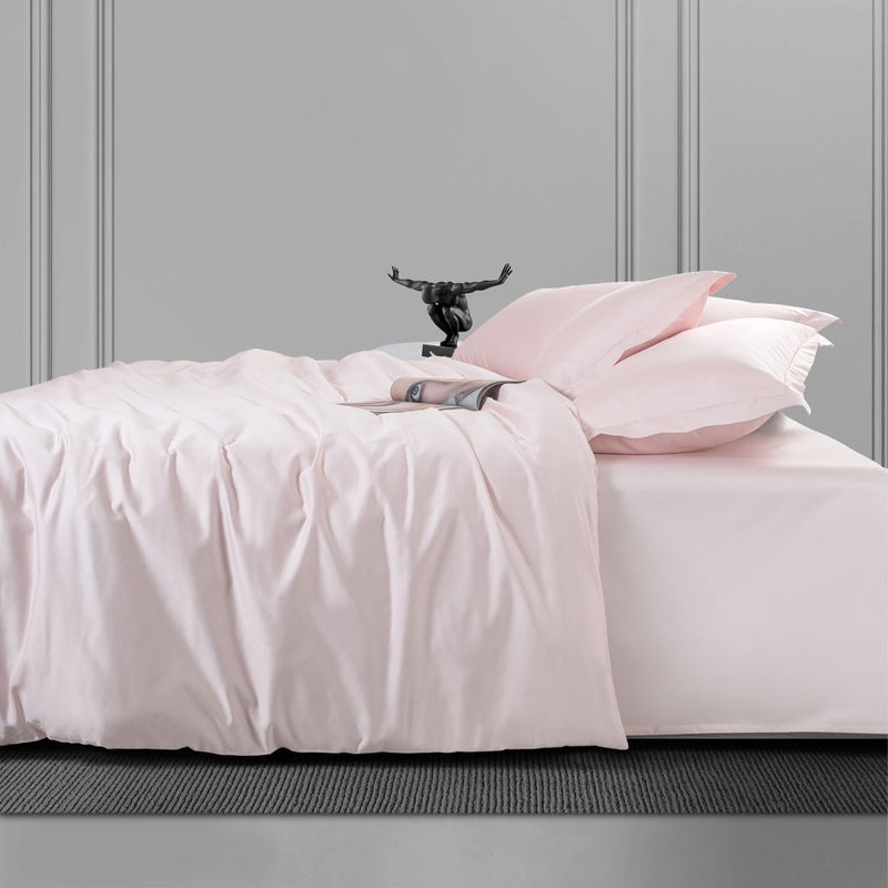 Trident Nectarsoft King Size Bedsheet Set- 100% Cotton- 5-Piece Sheet Set with 4 Pillowcases- Sateen Weave- Superior Softness- 600 Thread Count- King Size Sheets- Luxurious Feel- Light Pink - Image 2