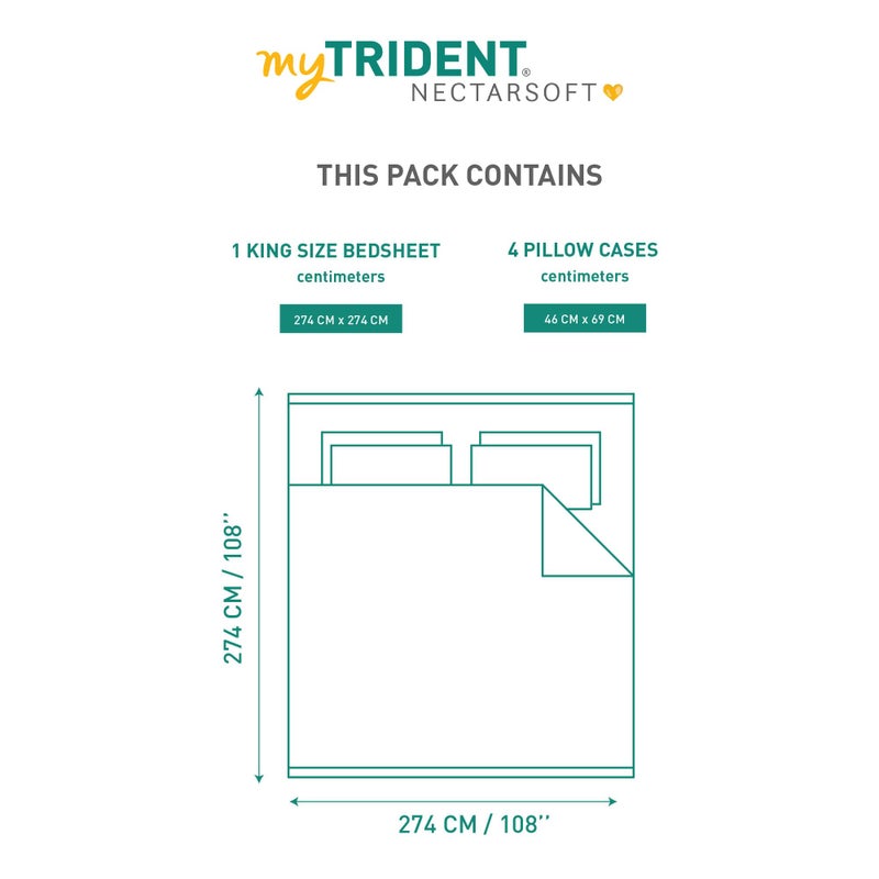 Trident Nectarsoft King Size Bedsheet Set- 100% Cotton- 5-Piece Sheet Set with 4 Pillowcases- Sateen Weave- Superior Softness- 600 Thread Count- King Size Sheets- Luxurious Feel- Light Pink - Image 5