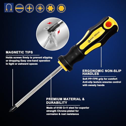 DikTalk Magnetic Screwdriver Set with Case, Professional Screwdriver Set Kit with Slotted Phillips Torx Hex Pozidriv & Precision Screwdrivers, Bits, Flexible Extension Shaft & Tool Set Accessories - Image 3
