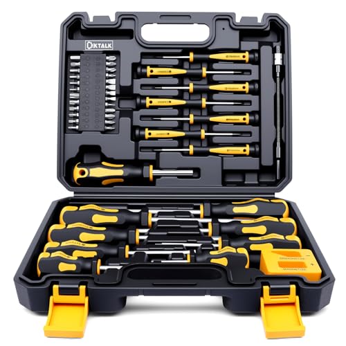 DikTalk Magnetic Screwdriver Set with Case, Professional Screwdriver Set Kit with Slotted Phillips Torx Hex Pozidriv & Precision Screwdrivers, Bits, Flexible Extension Shaft & Tool Set Accessories - Image 1