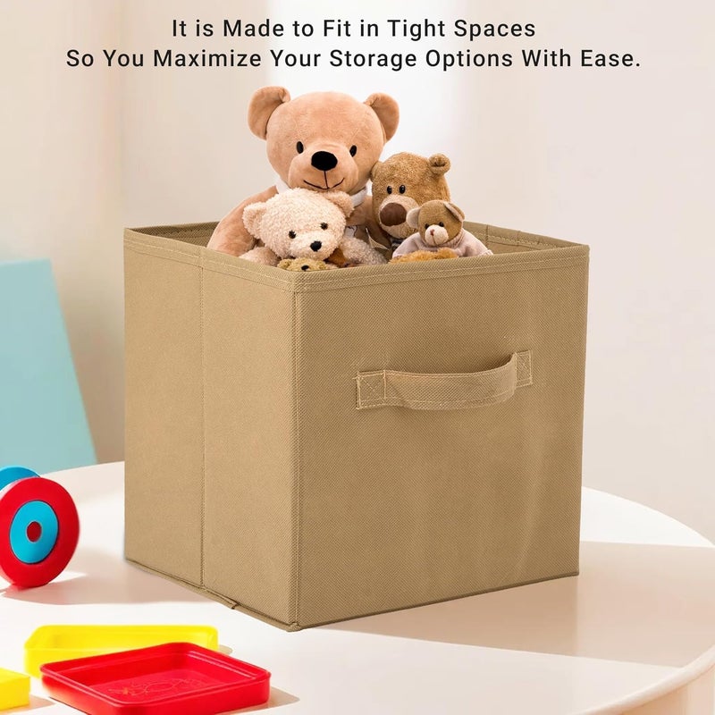 Kuber Industries Pack of 2 Square Foldable Multipurpose Wardrobe Storage Organizer for Home 11 Inch Portable CupboardCloset Organiser Storage Box for Clothes Toys Green Beige - Image 2