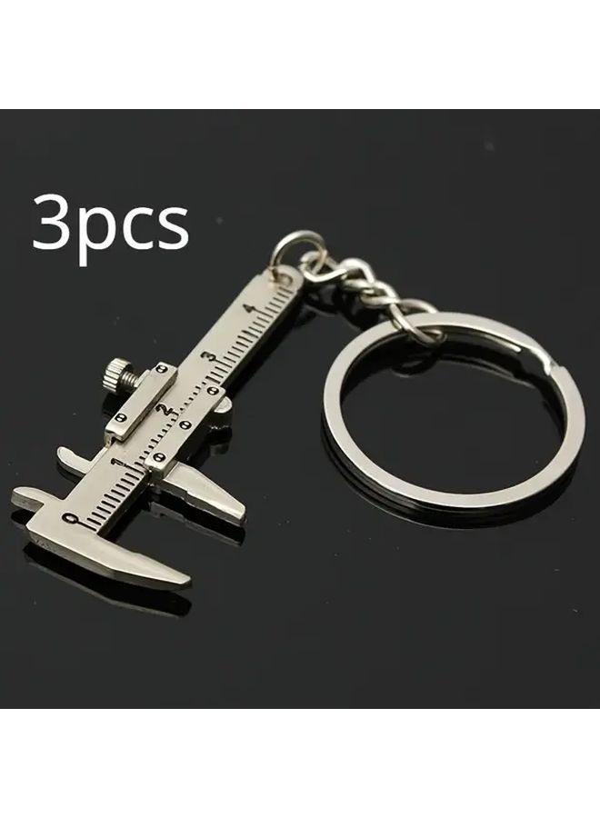 3 Pieces Silver Mini Vernier Calipers For Jewelry Pendant Measuring Portable Zinc Alloy Tools With Red Buttons Ideal For Home Use Jewelry Making Accessories Compact Durable Construction - Image 1