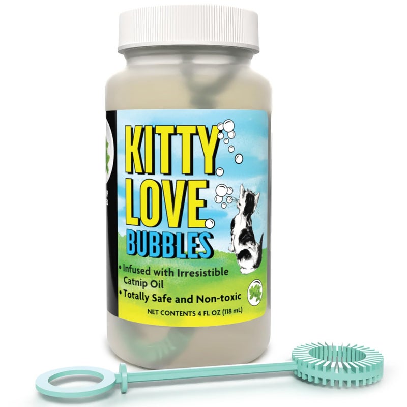 Atomic Bubbles Kitty Love Bubbles: 2 Pack Catnip Scented - 4oz Bottles, Catnip Infused Long Lasting Bubbles for Cats, Non-Toxic & Allergen-Free, Combine Toy & Treat - Image 4