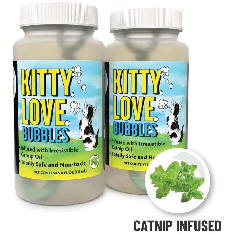 Atomic Bubbles Kitty Love Bubbles: 2 Pack Catnip Scented - 4oz Bottles, Catnip Infused Long Lasting Bubbles for Cats, Non-Toxic & Allergen-Free, Combine Toy & Treat - Image 3