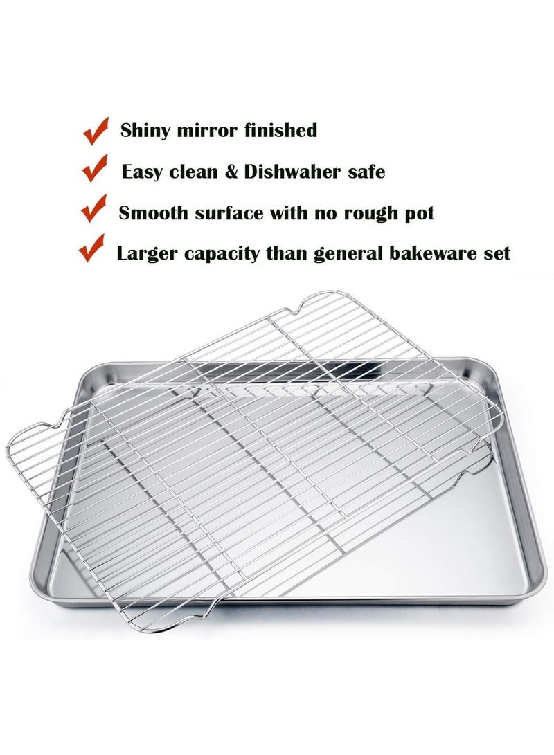 Bukela Baking Sheet And Rack Set, Stainless Steel Cookie sheetBaking Pan Tray With Cooling Rack, Non Toxic & Healthy, RustFree & Dishwasher Safe, For Outdoor Picnic Party - Image 5