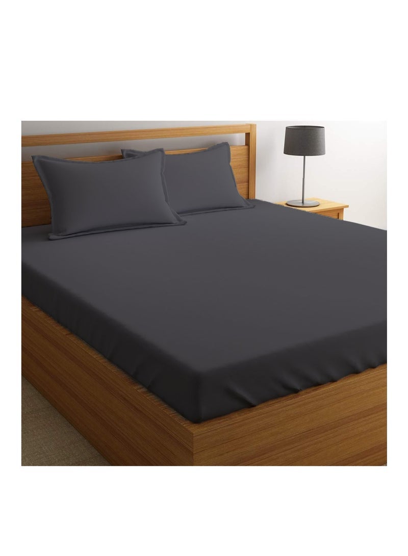 Context King Size Dark Gray Soft Wrinkle Free Microfiber Bed Sheet Set with Pillow Covers 1 Flat Sheet 260X267cm 1 Fitted Sheet 200X203cm 2 Pillowcases 50X101cm - Image 1