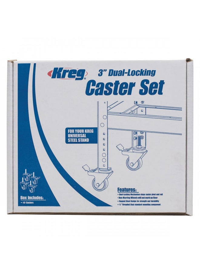 Kreg Kreg PRS3090 3-Inch Dual-Locking Caster Set, 4 Piece, Silver 