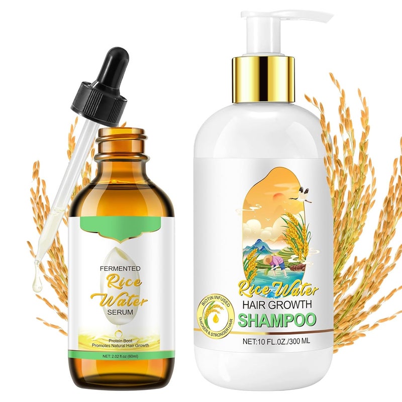 Fermented Rice Water Shampoo with Biotin Hair Growth Oil for Dry  Damaged Hair Serum for Thinning  Hair Loss  For All Hair Types Men  Women